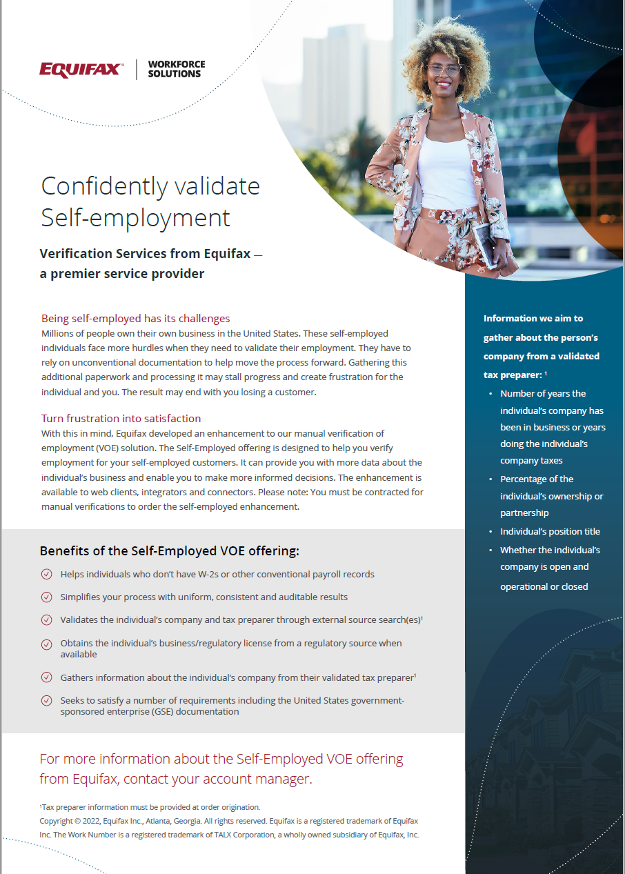 NVS Self-Employed VOE Product Sheet
